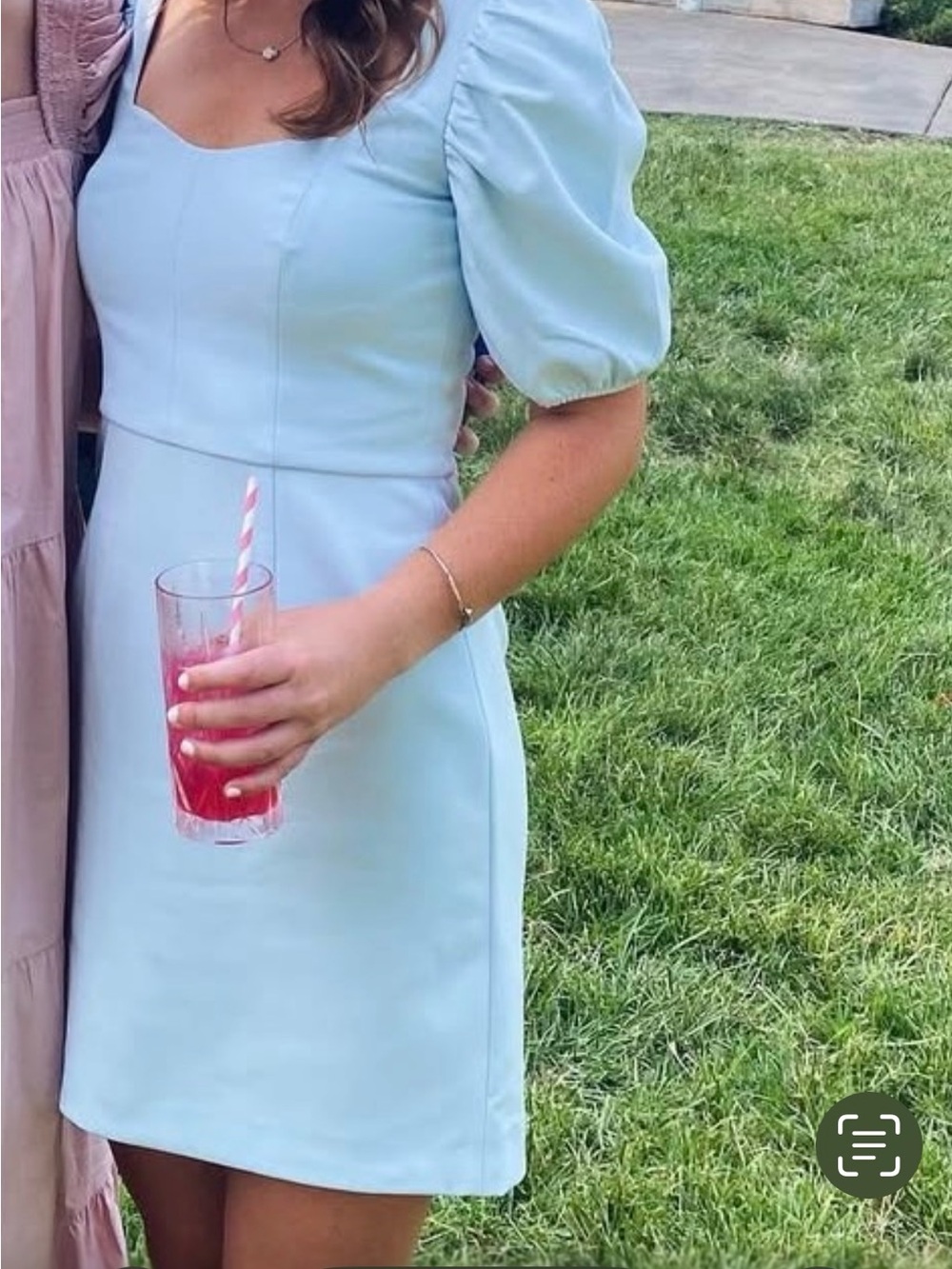 French Connection Pastel Blue Puff-Sleeve Mini Dress